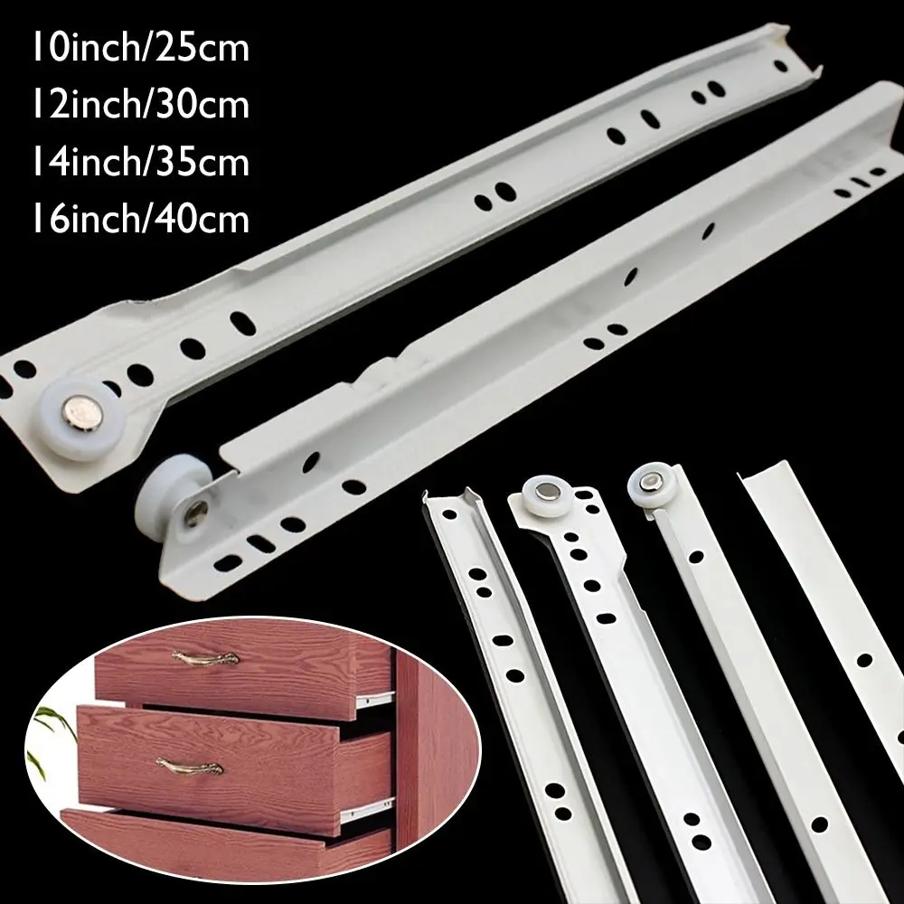 1Pair Durable Clothing Pulley Furniture Drawer Track Slides Cabinets Keyboard Roller Two Cabinet Rails Computer Table Chute