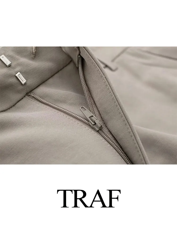 Imagem -04 - Traf-fato Fino de Peito Único Feminino Colete sem Mangas Cintura Alta Retrô Monocromático Calça Reta Casual Moda Y2k