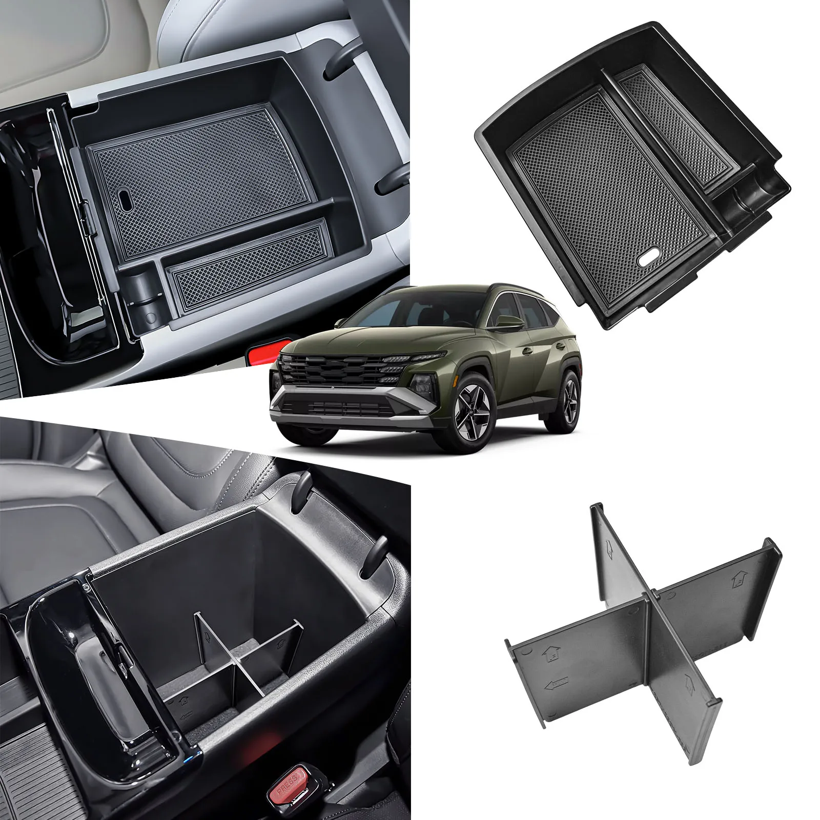 

Center Console Organizer Armrest Dividers Tray for 2025 Hyundai Tucson Limited and Tucson Hybrid/Plug-in Hybrid Car Accessories