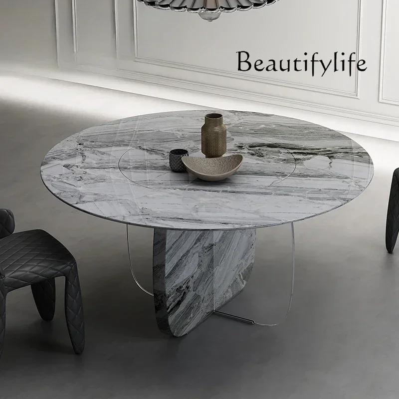 N dining table villa acrylic creative dining table  fashion  Italian minimalist natural marble round