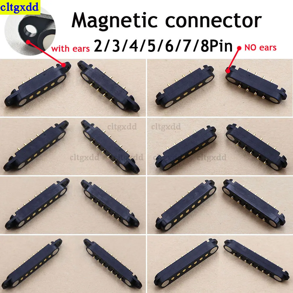 Cltgxdd 1 set 2/3/4/5/6/7/8Pin Male Female DC magnetic Pogopin connectors with spacing of 2.3/2.54/2.5/2.80mm, spring 2A socket