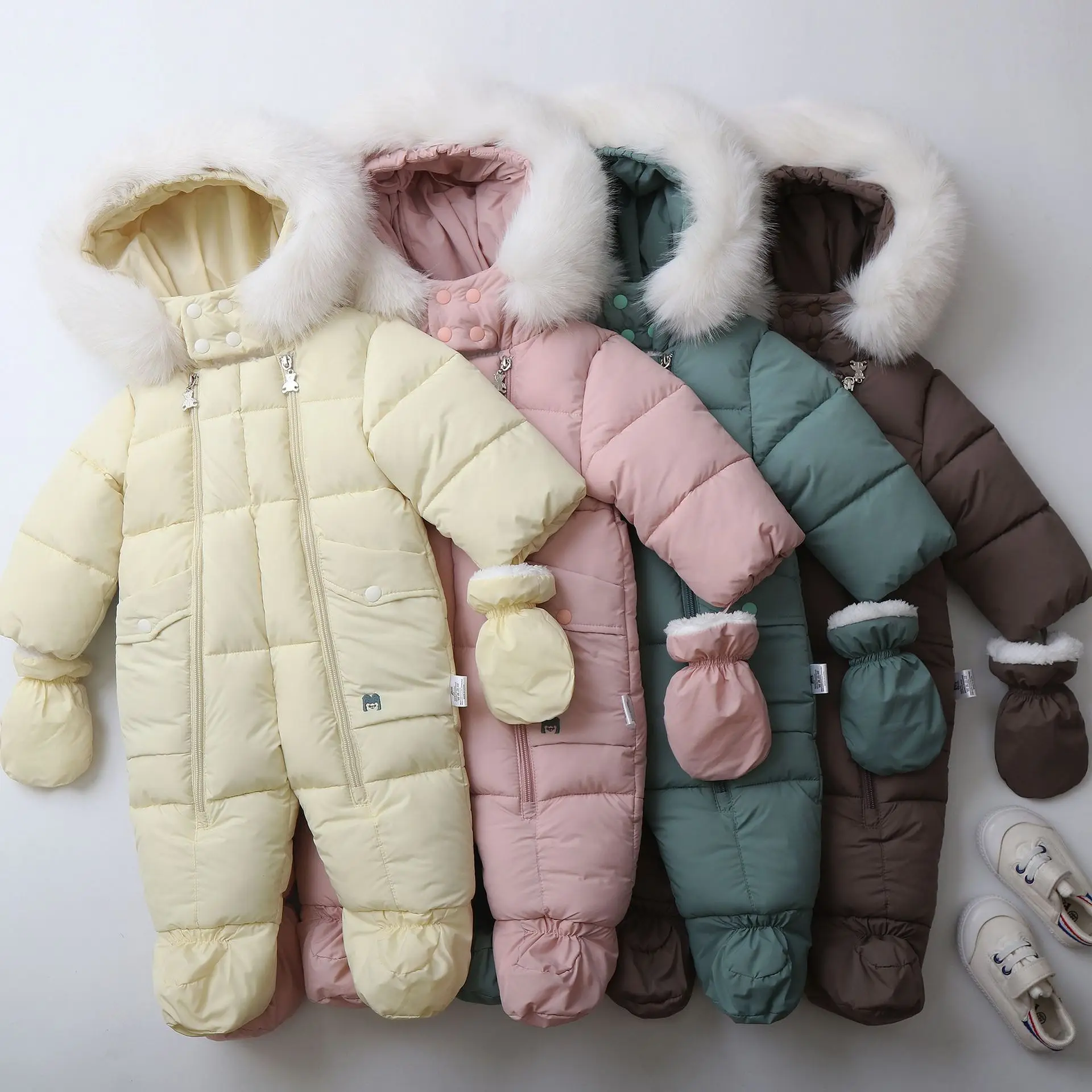 2026 Neue Babykleidung Herbst/Winter Verdickte Warme Kapuzen-Babykleidung Winddicht und Wasserdicht Outdoor-Schneebekleidung – Detail 1