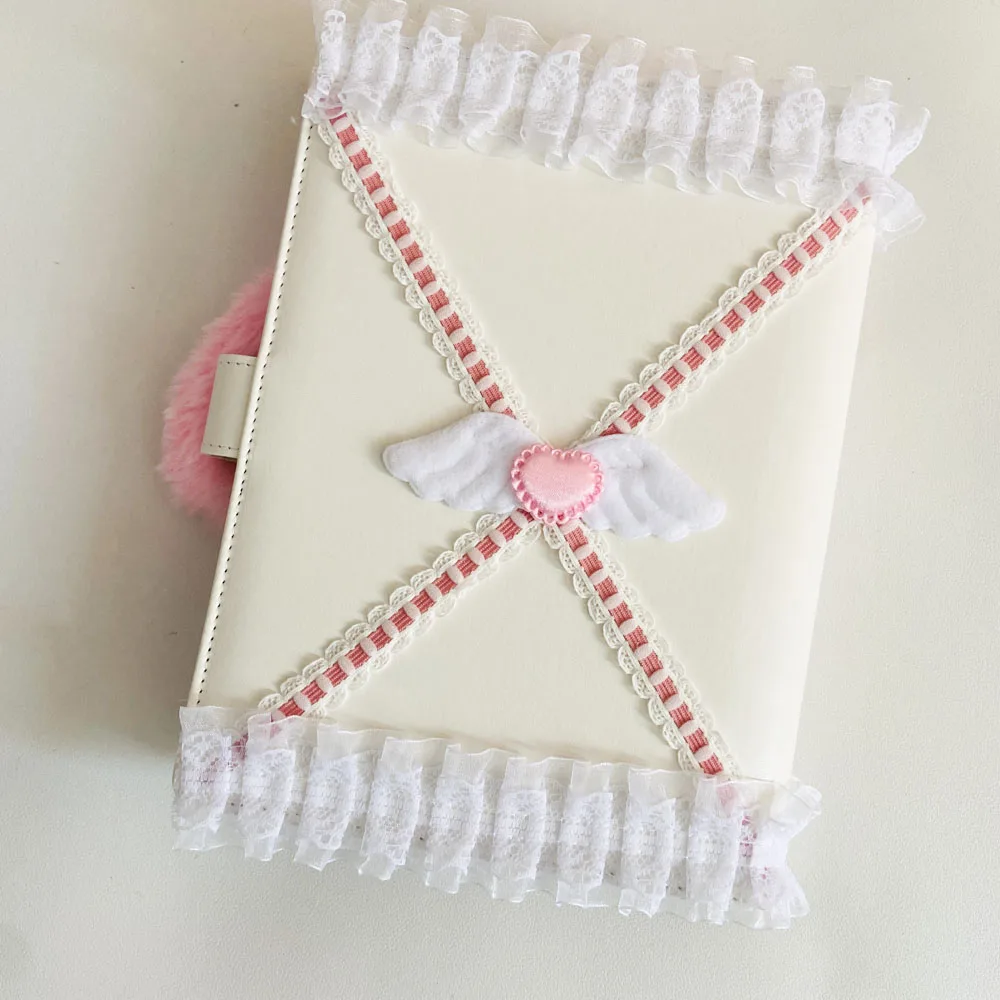 A5 Lace Handmade Album Kpop Photocard Binder PU Leather Plush Pink Bunny Ears  Idol ID Card Picture Storage Book Stationery