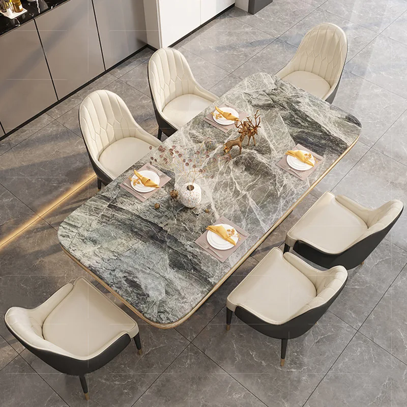 Italian light luxury rock slab dining table household small apartment rectangular modern simplicity