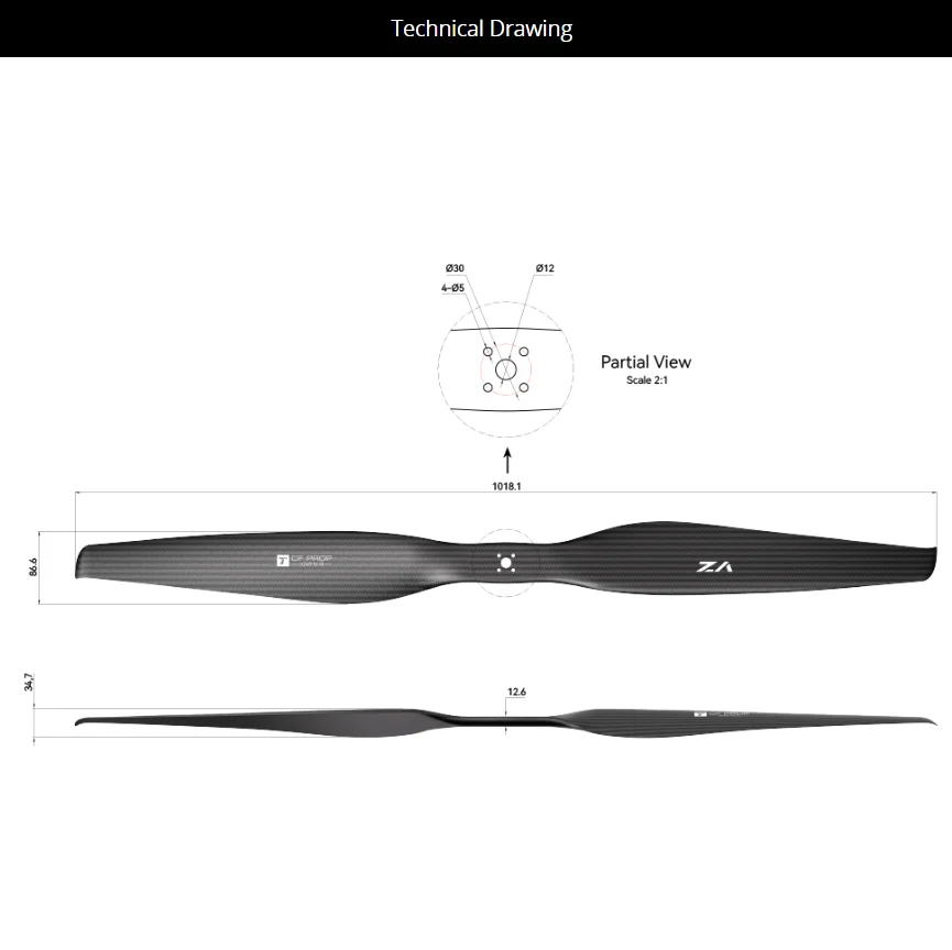 T-MOTOR VZ40*16.1 Professional Custom 40-Inch Carbon Fiber VTOL Prop For Multi-Rotor Drones Manufacturer