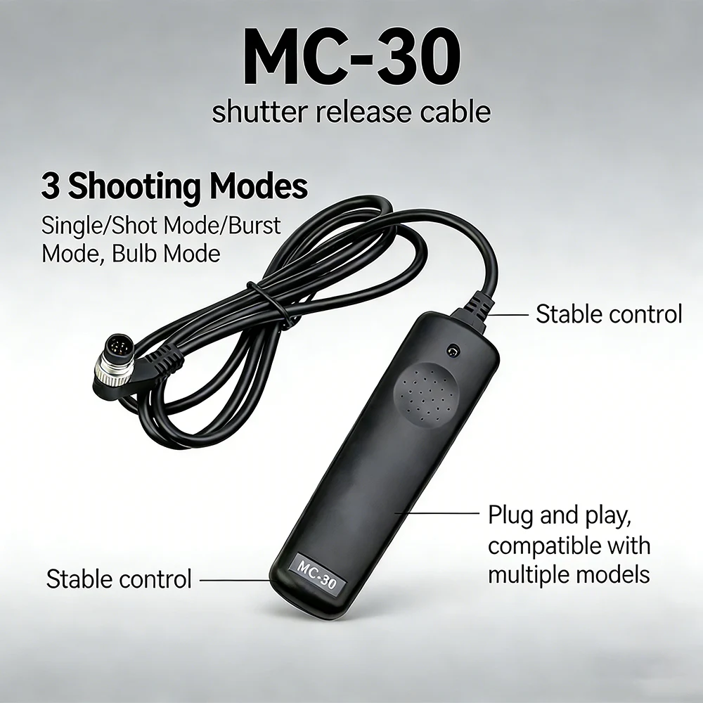 Control Remoto con Cable MC-30 para Disparador de Cámara Nikon Z9 Z8 D850 D810 D700 D800 D5 D4s D500 D300S D300 F6, Accesorios para Cámara