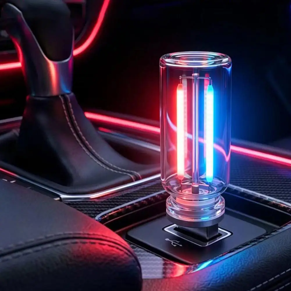 USB Glass Atmosphere Light Mini Dual Color Filament Ambient Lamp Retro Bottle Decor Light For PC Desk Car Interior Gaming Room