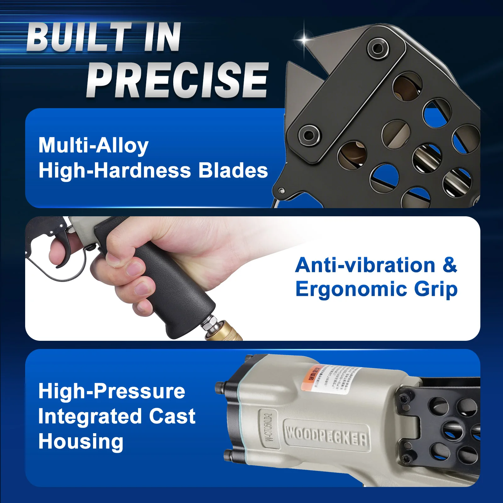 Woodpecker CTQ5KLD-2  Pneumatic Cutting Nipper for 3-5 mm Heavy Duty Wire Cutting Tool for Steel Wire, Wire Cages, Wire Cutting