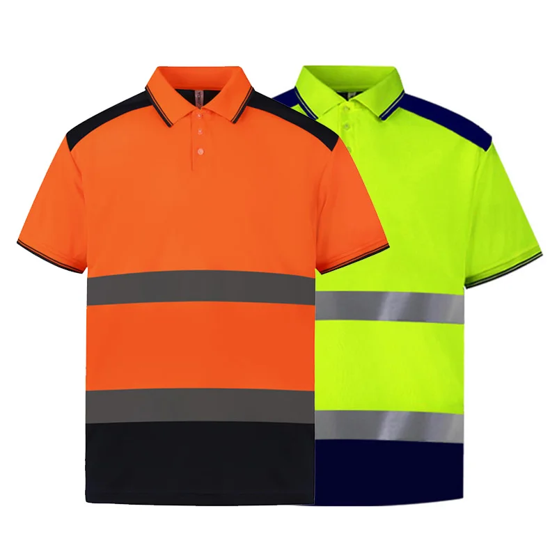 Reflective Polo Shirts High Visibility Safety Short Sleeve Polo Shirt Hi Vis Workwear