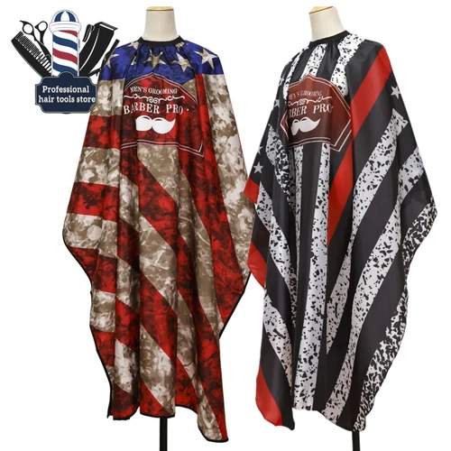 Delantal de peluquería con diseño de bandera nacional Retro, capas de peluquería, vestido de peluquería impermeable, tela para corte de pelo con escote a presión