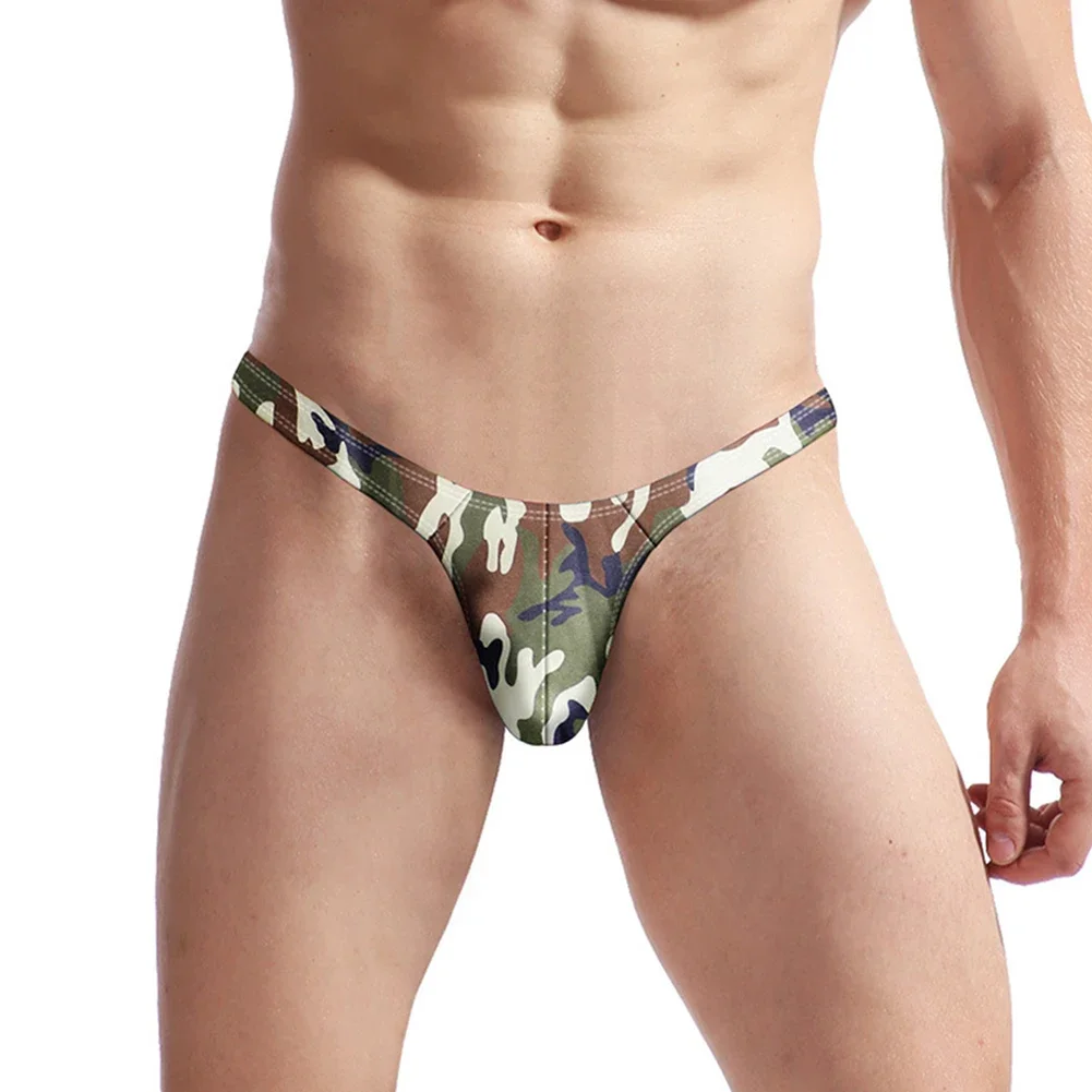 Sexy Men\'s Thongs Camouflage Underwear G-string Bikini Briefs Lingerie U Pouch Underpants T-back Panties Brazilian Thong