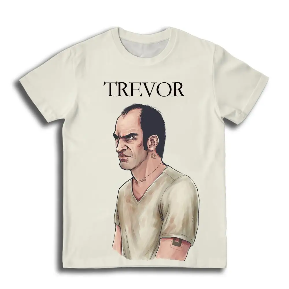 Three Men's Game Printed T-Shirt Fun Outlaw Trevor Philips Unhinged Chaos Graphic T-Shirts Street Hip Hop Trendy Loose Tops