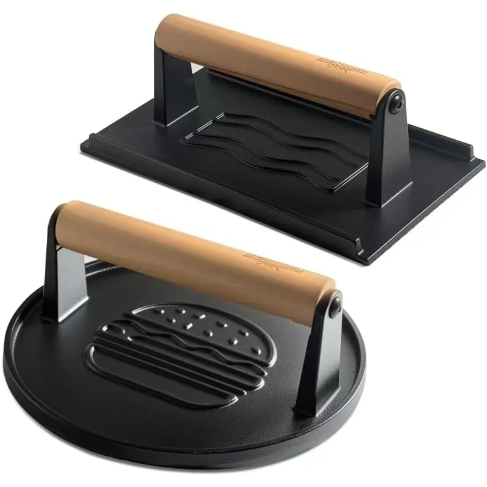 

Cast Iron Smash Burger Press (2PCS),Grill Bacon Meat Press Tool,Perfect for Blackstone, Camp Chef, Weber Grills & Indoor Griddle