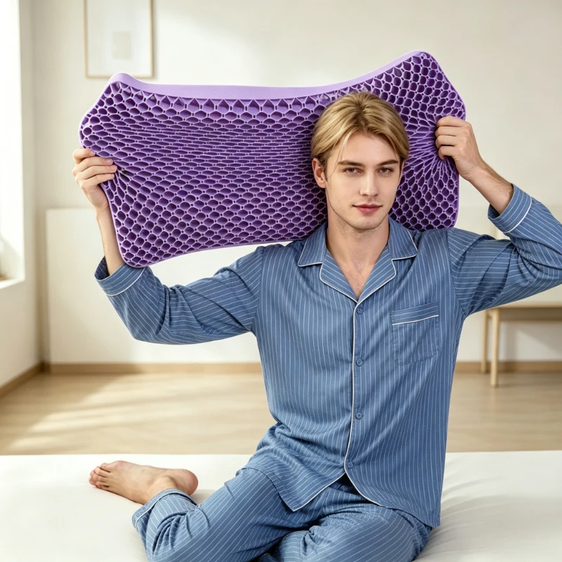 Almohada transpirable con capa de aire de TPE, lavable, soporte para el cuello sin presión, almohada cervical ergonómica sin látex para dormir para adultos