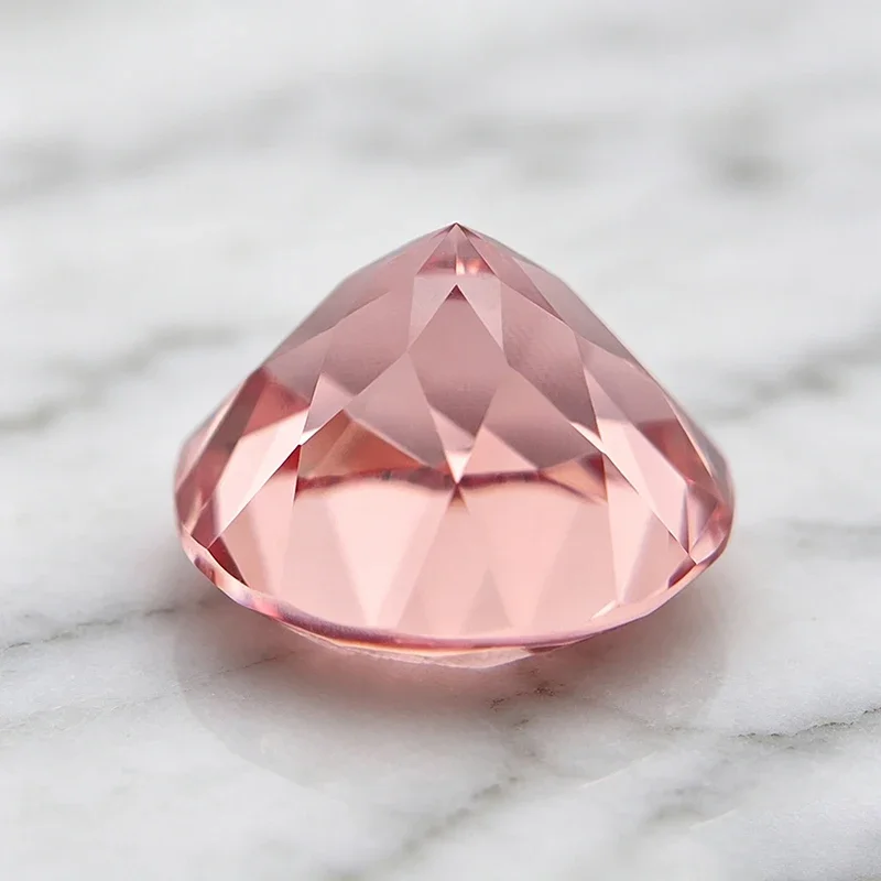 High Quality Lab Grown Sapphire Round Shape Lotus Pink Charms Gemstone for DIY Jewelry Making Materials Selectable Certificate