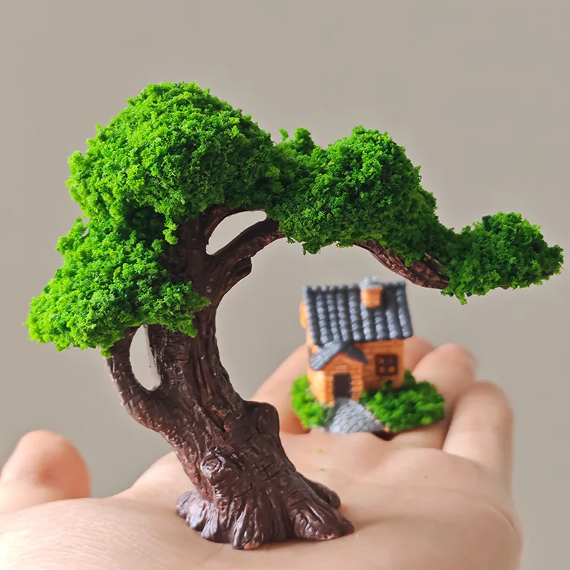 BAIUFOR Miniature Landscape Artificial Green Flower Trees DIY Gardening Decoration Doll House Accessories Fairy Garden Ornaments