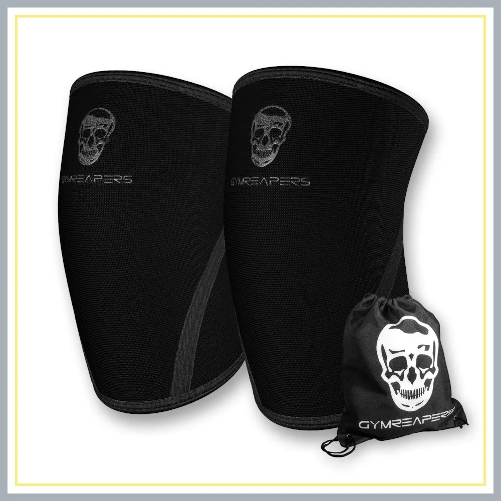 

IPF Approved Knee Sleeves (1 Pair) with Gym Bag - 7mm Neoprene Support for Squats, Weightlifting, Cross Training - Black, Large