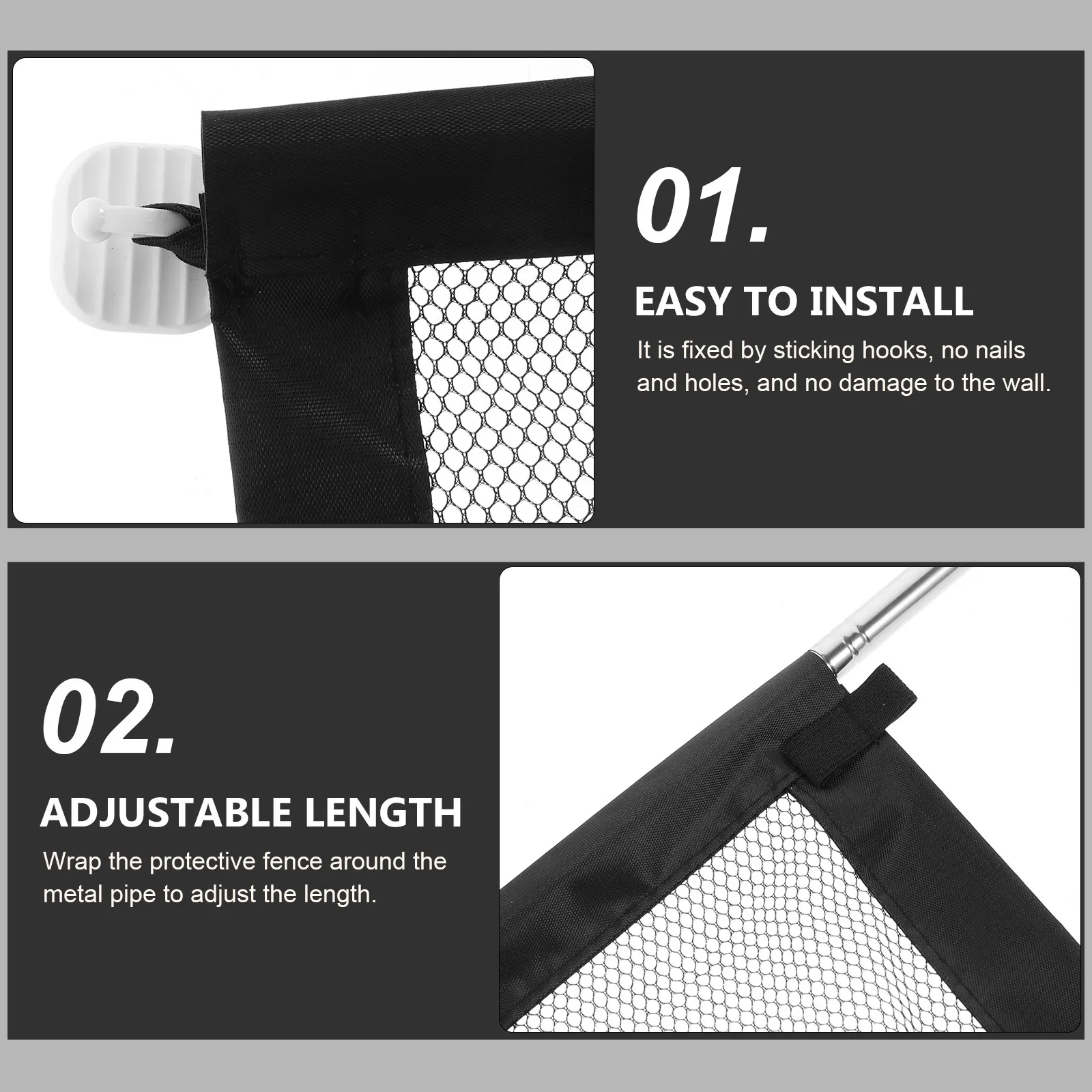 1Set 180x72cm Pet Safety Isolation Net Nylon Mesh Dog Fence Portable Easy Assembly for Doors Walls Stairs Bedrooms Outdoors Pet
