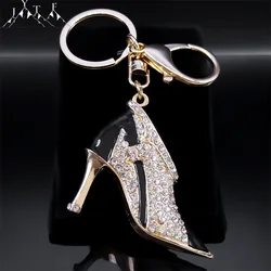 Fashion High Heel Shoe Keychain for Women Alloy Rhinestone Crystal Purse Car Key Chain Ring Holder Charm Jewelry Gifts K9230S05