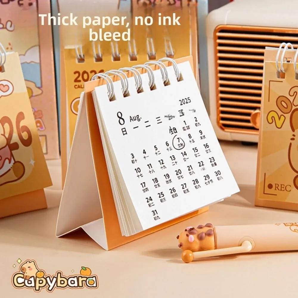 

Cartoon Capybara/Panda 2026 Desk Calendar Coil Desktop Decoration Schedule Planner Portable Mini Calendar Gifts