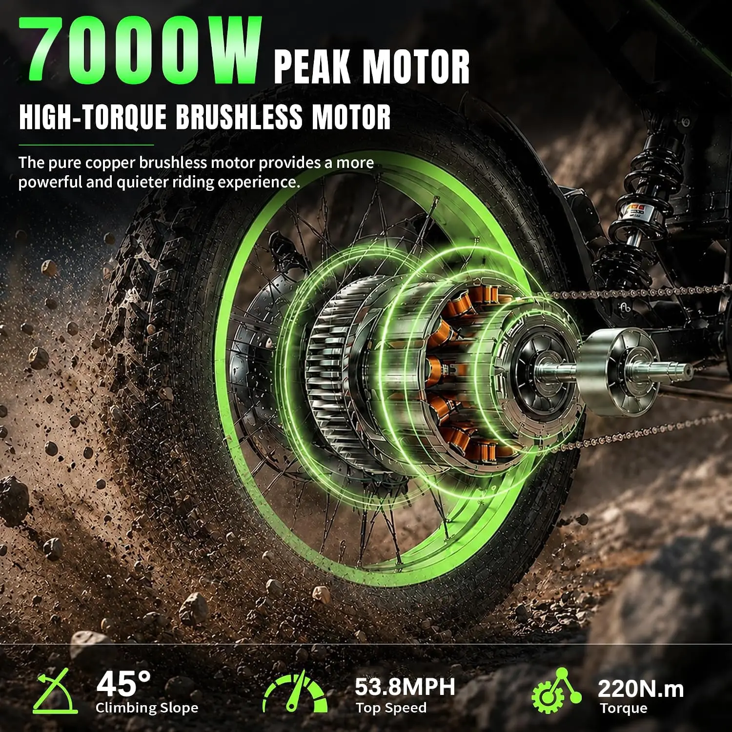 7000W 53.8MPH Electric Dirt Bike for Adult, 67.2V 30Ah Battery, Off-Road Motorcycle, Customized