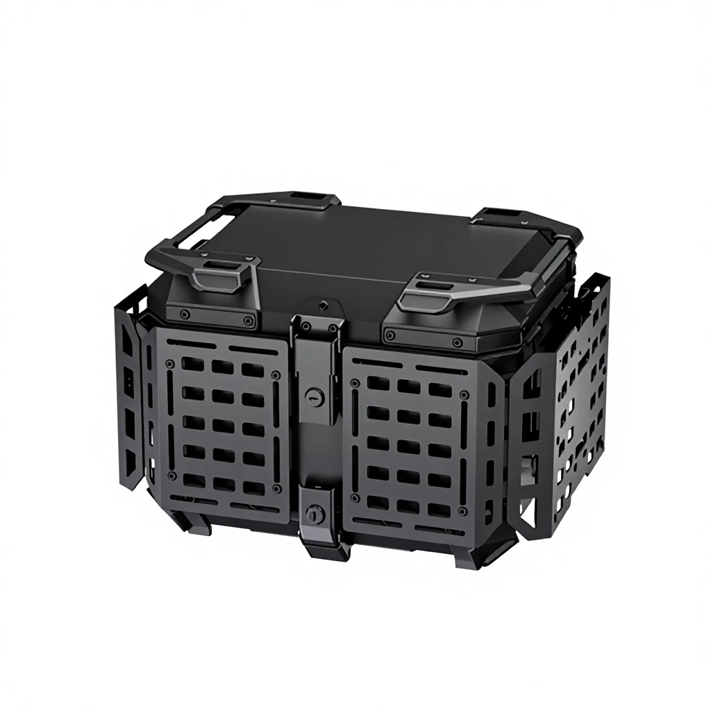 45L Armored Style Aluminum Alloy Motorcycle Electric Car Top Box Waterproof Rear Tail Case Quick Release Base Plate Universal