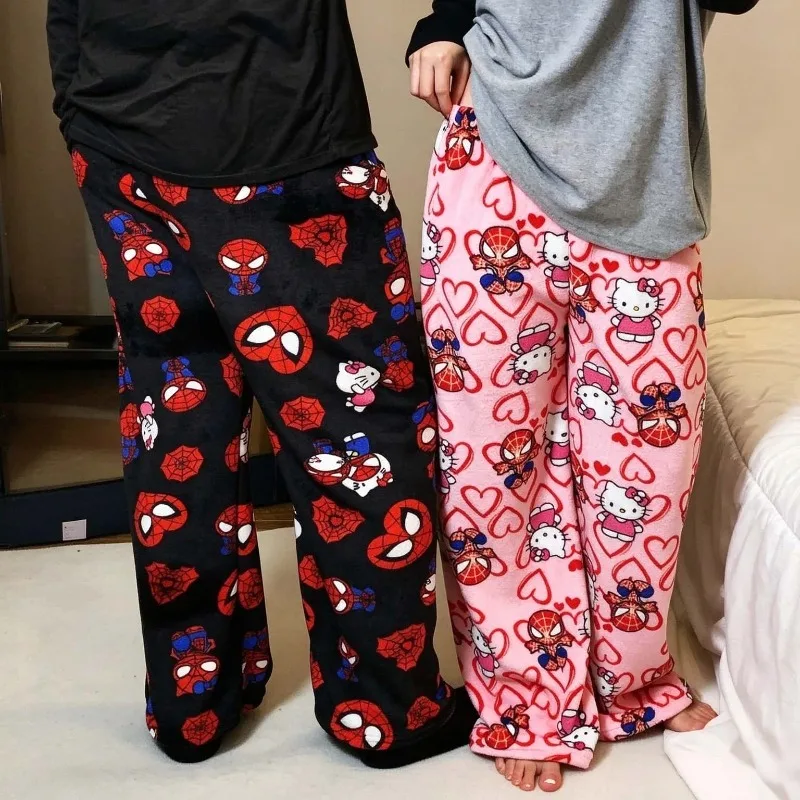 2027 New Cartoon Y2K Anime Pajama Pants – Soft Flannel Loungewear/Home Pants, Perfect Couple’s Christmas Gift – Family Matching