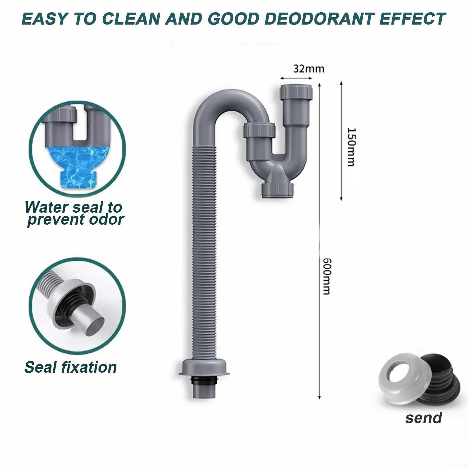 1pcBathroom Basin Sink Bottle Pipe Trap Extension Brass U-Shape Slip Inlet Drain Adjustable Height Sink Hole Waste Drain Stopper