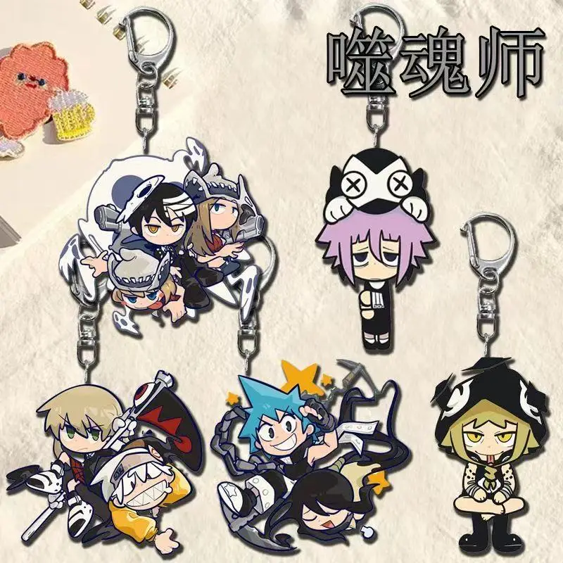 5pcs Anime Soul Eater Death the Kid Acrylic Keychain 20th Anniversary Goth Y2K Backpack Pendant Decor Cosplay Fans Gift