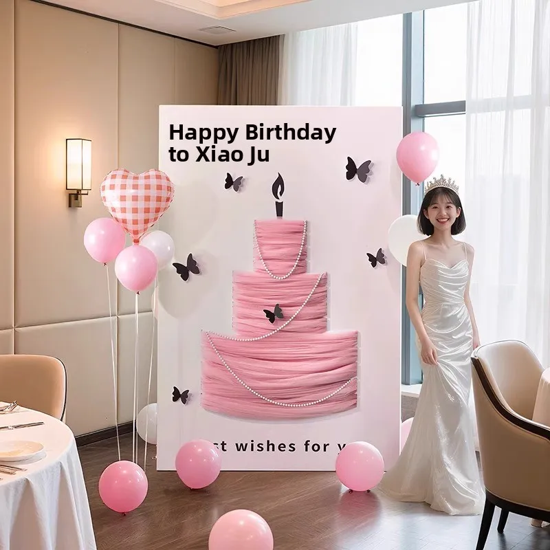 

8th Birthday Scene Decoration KT Board Cake Me Aosphere Feeling Korean Sle Photoaphy Props Festive Celebration Supplies