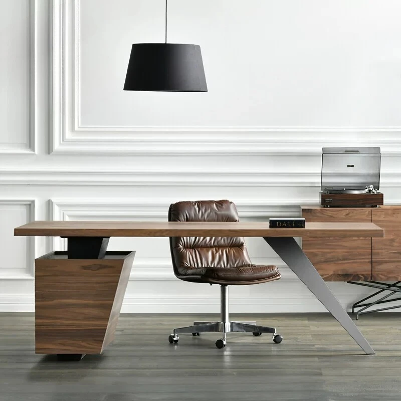 Modern Minimalist Walnut Desk Executive Designer Portable Executive Office Desk Computer Corner Mesa Auxiliar Luxury Furniture