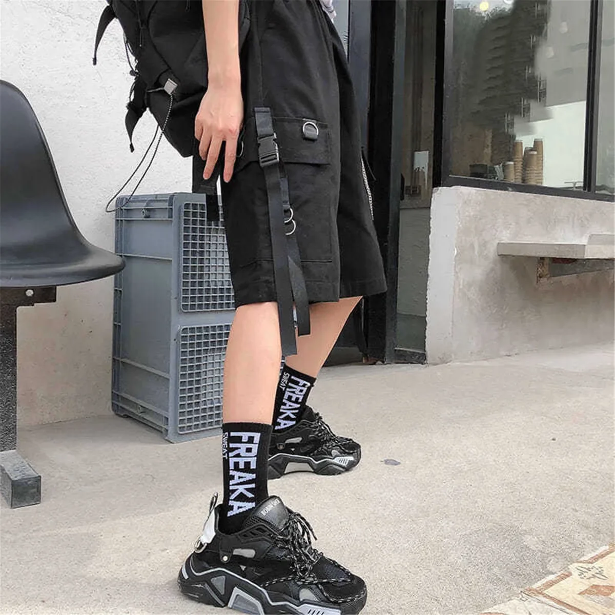 2026 Schwarze Hip-Hop Cargo-Shorts für Herren, Sommer-Laufshorts, High-Street-Loose-Fit-Hosen, Streetwear, Weiße, Lässige, Khaki-Shorts für Jungen und Mädchen – Detail 8