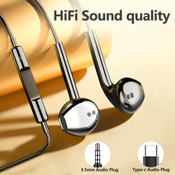 3.5mm/ USB C Headphones for Samsung Galaxy S23 Ultra S22 S21 Z Flip Type C Earphones Mic Wired Headsets Earbuds iPad OnePlus 9 8
