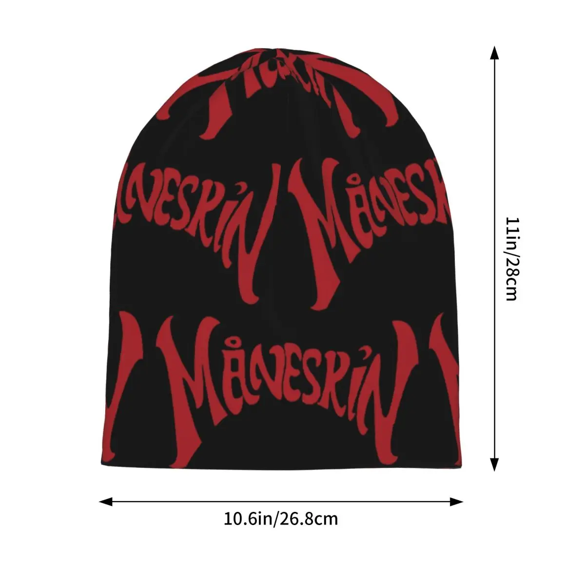 Maneskin Red Logo Warm Knitted Cap Hip Hop Bonnet Hat Autumn Winter Outdoor Beanies Hats for Men Women Adult