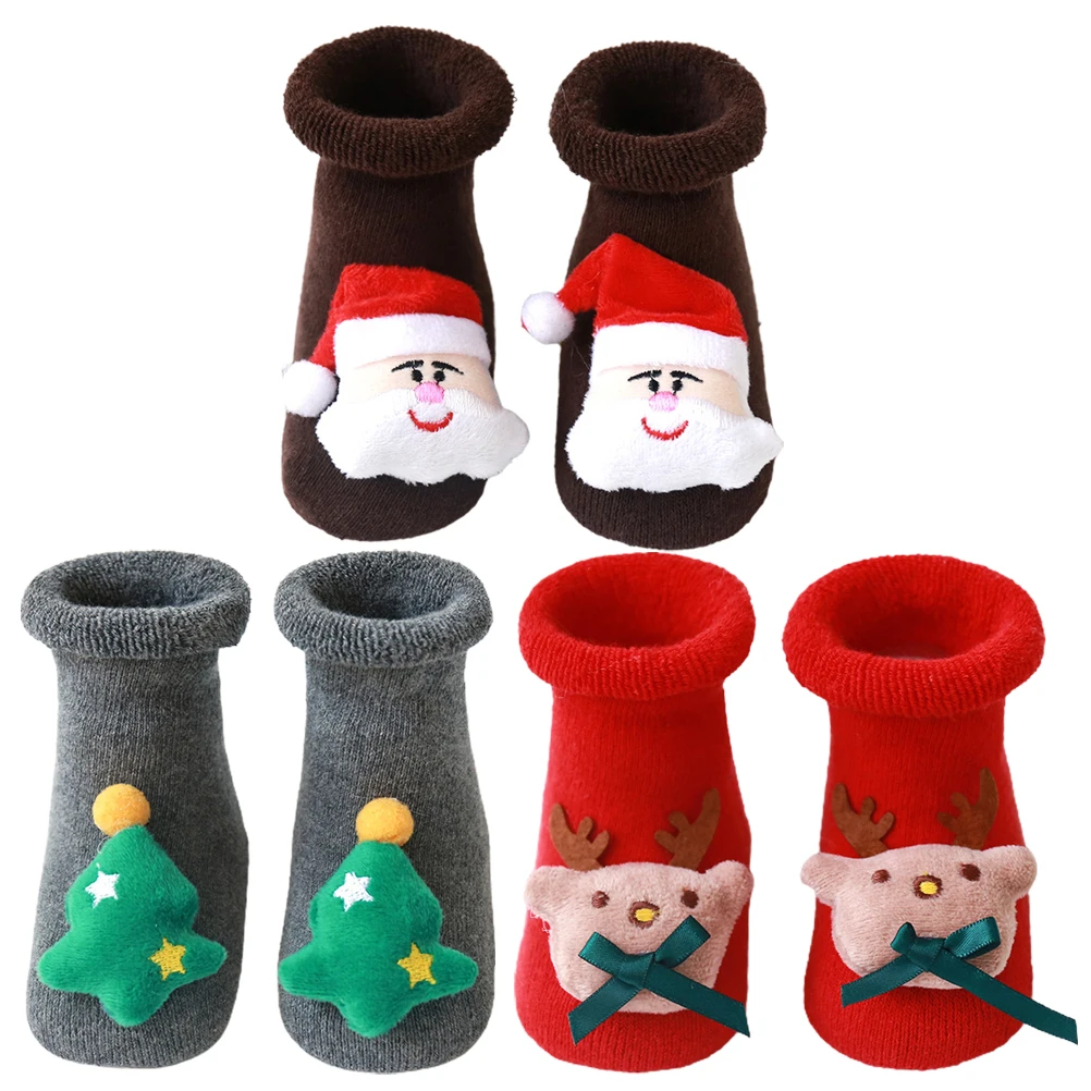 

Christmas Socks Pairs Cotton Warm Socks Baby Kids Xmas Anti Skid Warm Floor Stockings Winter Breathable