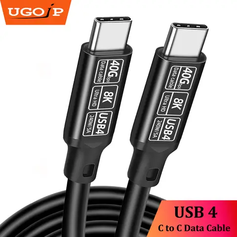 UGOjP USB4 Type C 40Gbps Data Cable PD240W Fast Charging USB C to Type C Cable Compatible Thunderbolt 4/3 Data Transfer Cord