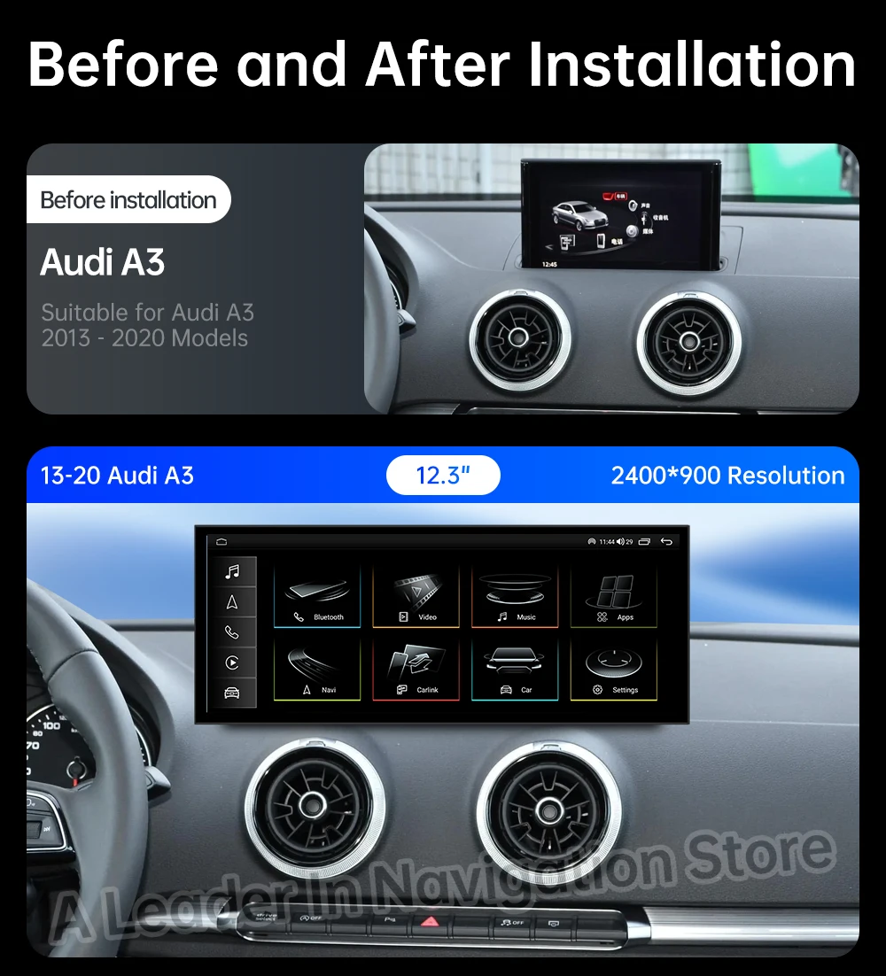 GPS Car Radio for Audi A3 2013 - 2020 Audio Multimedia Video Player Wireless Carplay Android 16 DSP Stereo 4G WIFI QLED Screen