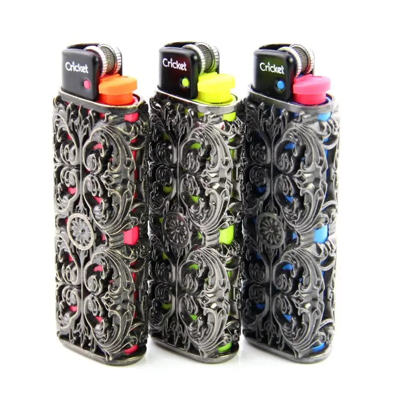 Suitable for Swedish Cricket Regular Lighter Decorative Shell Zinc Alloy 3D Hollow Carved Pattern Cover Explosion-proof Case