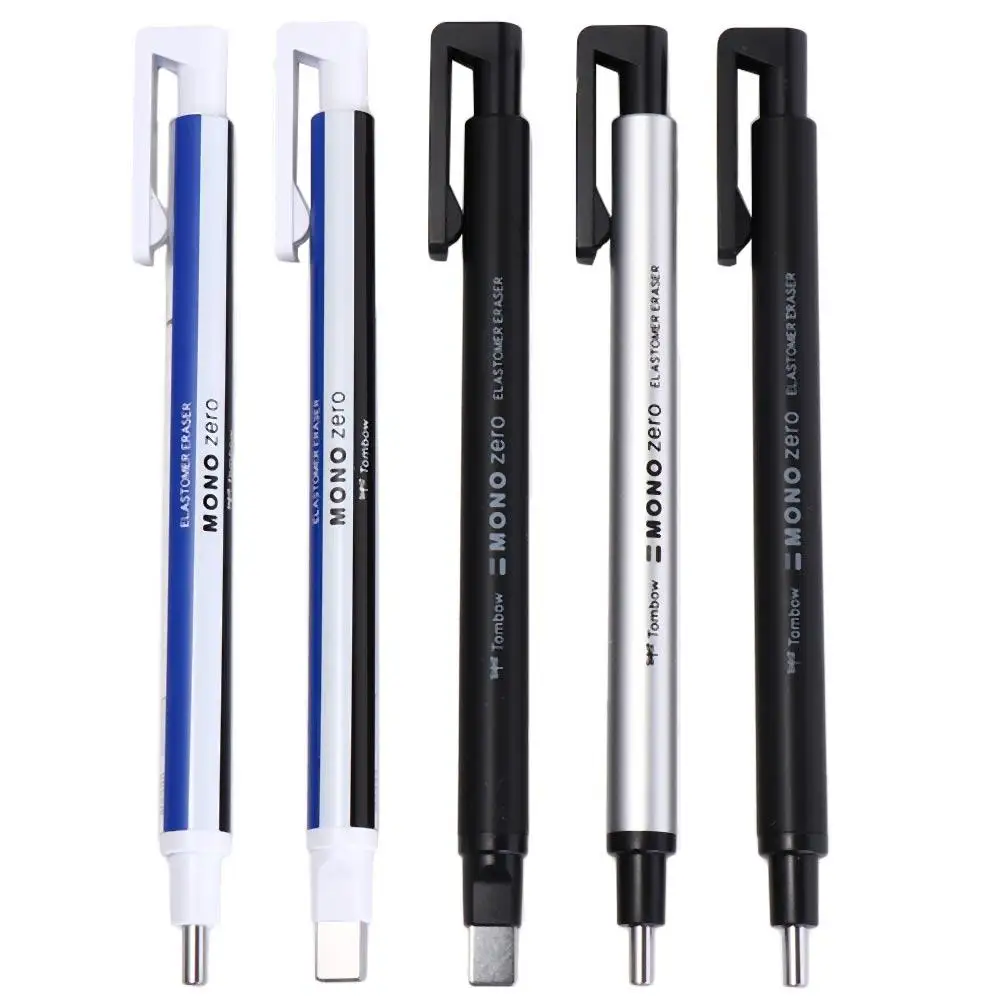 Press Type Mechanical Eraser Super Fine Refillable Pen Shape Rubber Sketching High Gloss Pencil Eraser Stationery