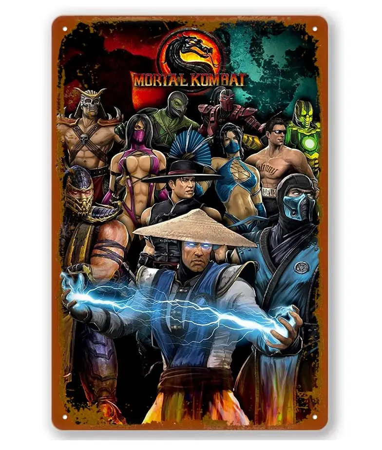 Engraçado vintage estanho sinal kombat videogame wallpapemetal estanho sinais para casa quarto decoração da parede presentes