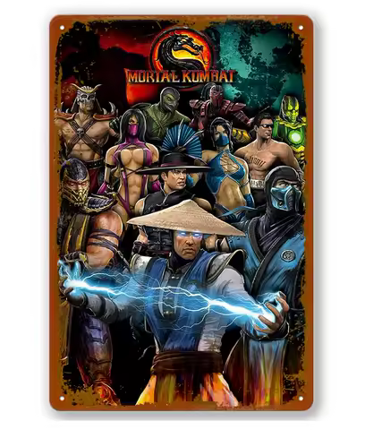 Funny Vintage Tin Sign Kombat Video Game Wallpapemetal Tin Signs For Home Bedroom Wall Decor Gifts