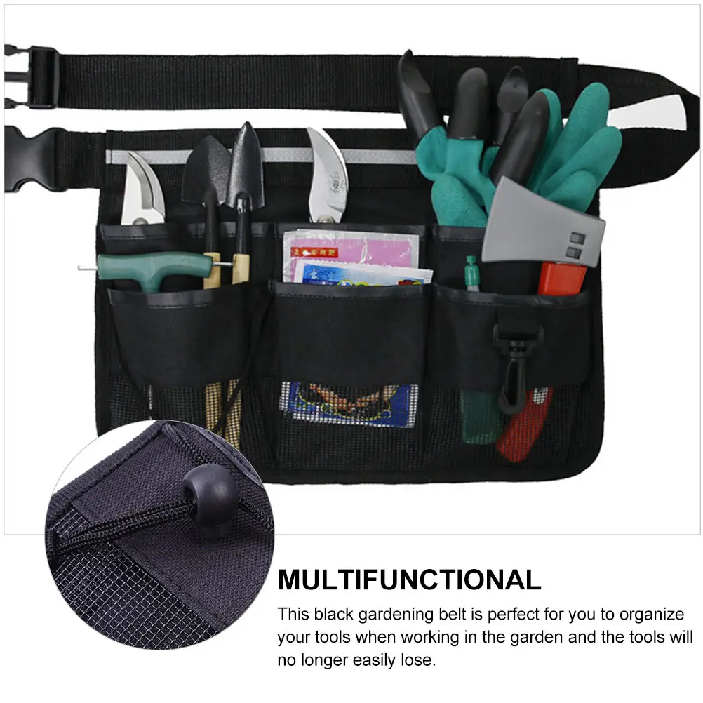 

Gardening Tool Belt Bag Oxford Cloth Lightweight Durable Adjustable Waist Pouch Storage Pockets Tool Apron Water Proof Black