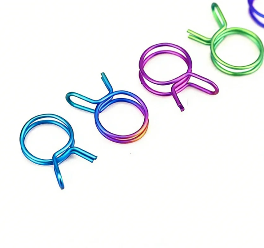 5-10Pcs Titanium Alloy Upper Pump Oil Pipe Clamp 9.8mm/12.6mm/13.8mm Hose Pipe Spring Clamp Suitable for Boats and Motorcycles