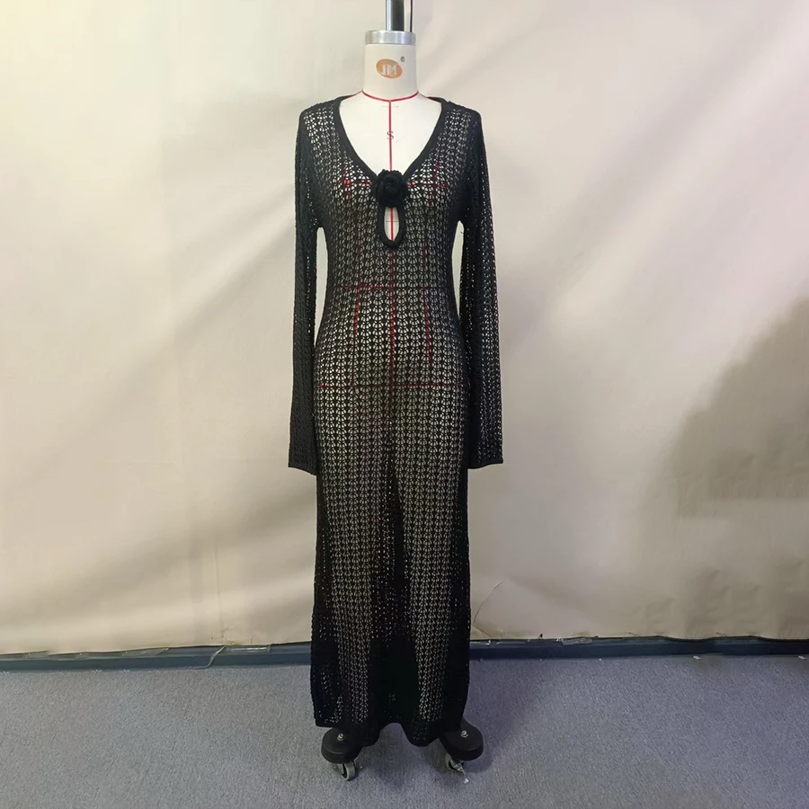 Para Praia-Robe de plage longue ajourée, sexy, cover-up pour les maillots de bain, vêtements de plage pour femmes, 2025