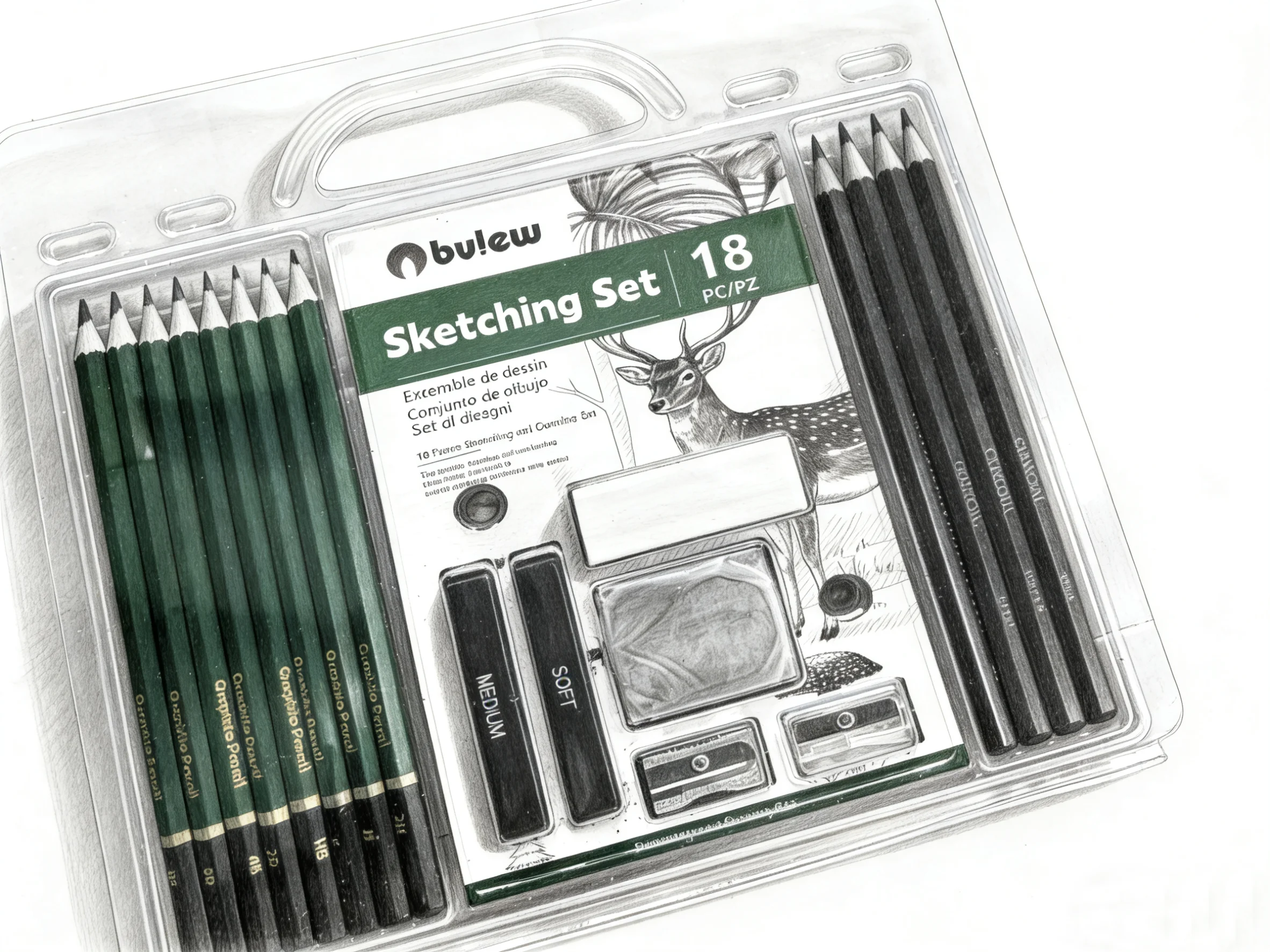 

Bview Art 18pcs Sketching Pencils Set for Students, Professional Art Drawing Kit with Graphite & Charcoal Pencils