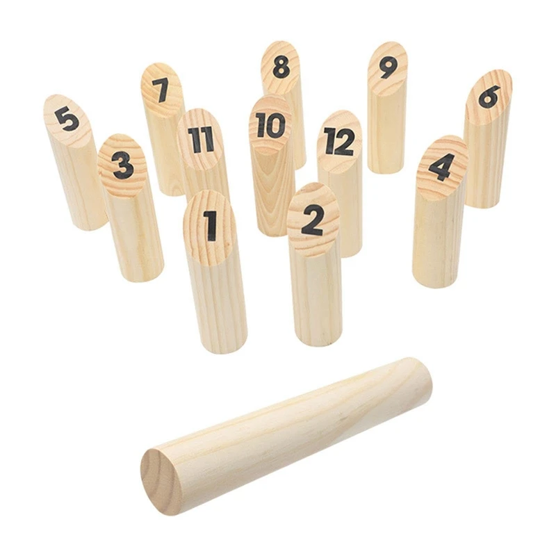 Wooden Numbered Block Tossing Game Throw Bowling Throwing Scatter Family Game Yard Game Set For Party Playground