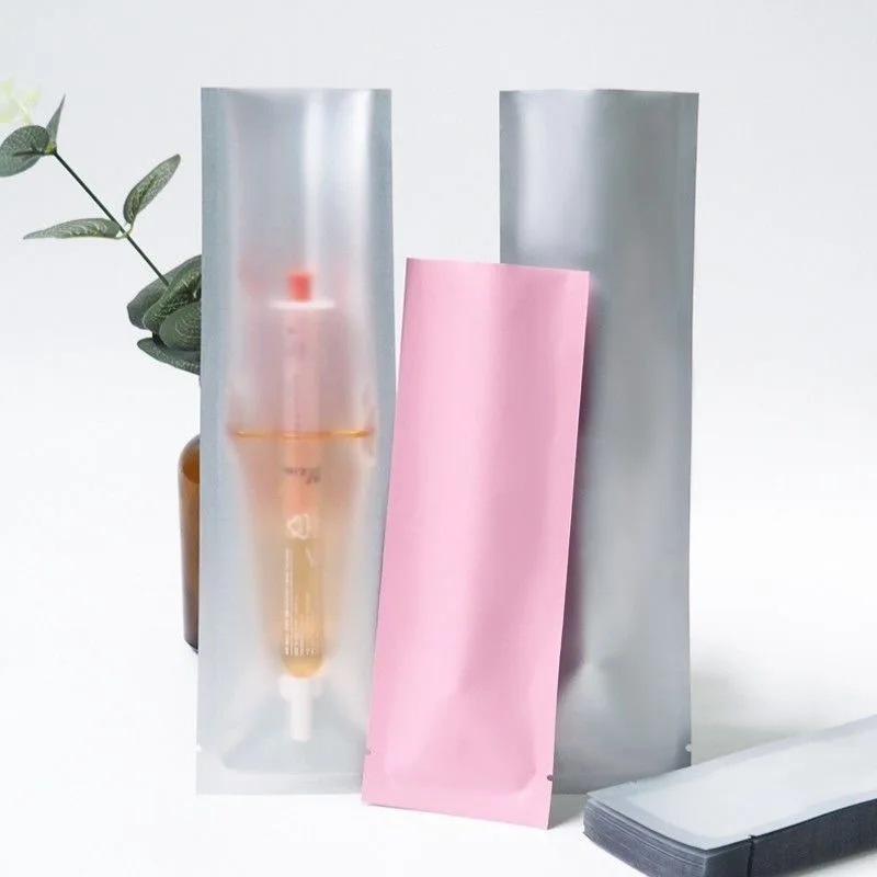 100PCS Open Top Aluminum Foil Long Heat Sealing Packaging Bag- Heat Sealable Barrier Bags for Cosmetics Brushes Powder Products