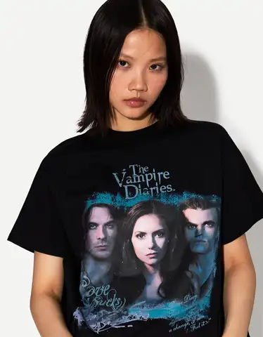 Y2k T-shirt The Vampire Diaries Short Sleeve Fashion Brand Hip Pop T-shirts Oversized Y2k Short Sleeve High Cotton Top Tee