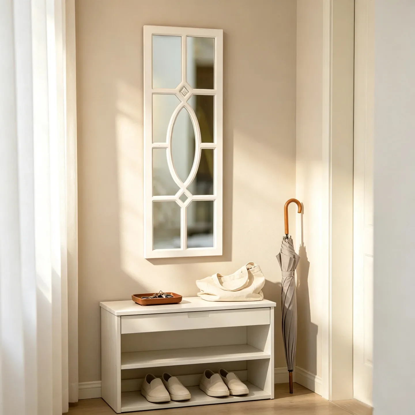 French cream wind false window mirror Home restaurant porch imitation   Wall hanging mirror Wall