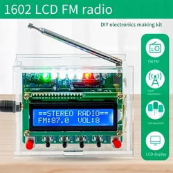DIY FM Radio Electronic Kit Adjustable Frequency 87-108MHZ LCD1602 Display PCB Soldering Project Practice Solder RDA5807